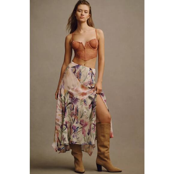 By Anthropologie Floral Lace Underwire Bustier Bra in Raspberry Size S NWT $68 - Picture 3 of 8